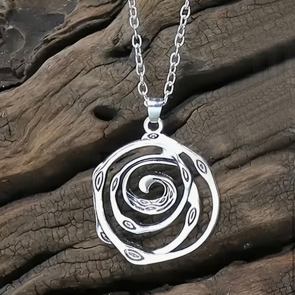 Elegant Silver Swirl Necklace and Earring Set - Picture 2 of 3